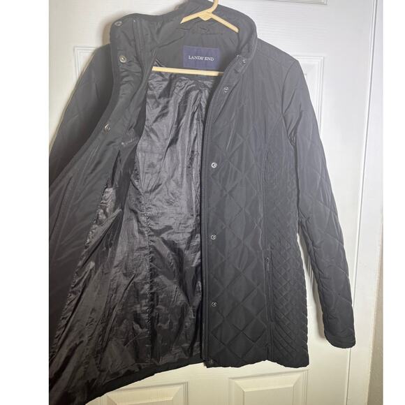 Lands' End Womens Size 10 Black Pockets light Quilted Lined Jacket - Picture 6 of 9